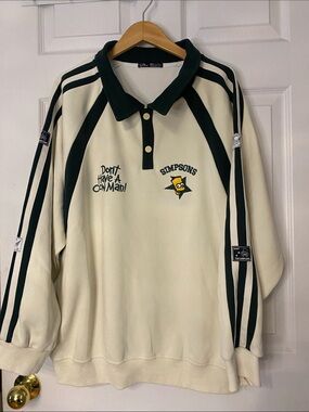 The Simpsons Cream V-Neck Rugby Pullover with Dark Green Trim #14